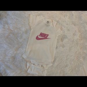 Nike inspo bodysuit baby onesie with pink glitter